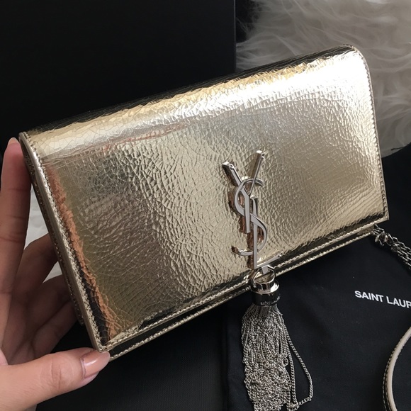 Yves Saint Laurent Handbags - New YSL Kate Tassel WOC Gold w Silver hardware